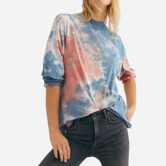 Free People We The Free “Be Free” Cotton Candy Tie Dye Tee Oversized Indie boho - Picture 4 of 7